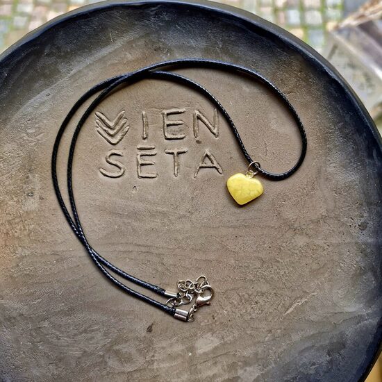 Yellow amber stone necklace kids